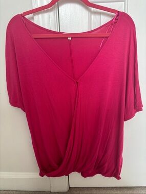 Matty M Fuchsia Draped V-Neck Tunic